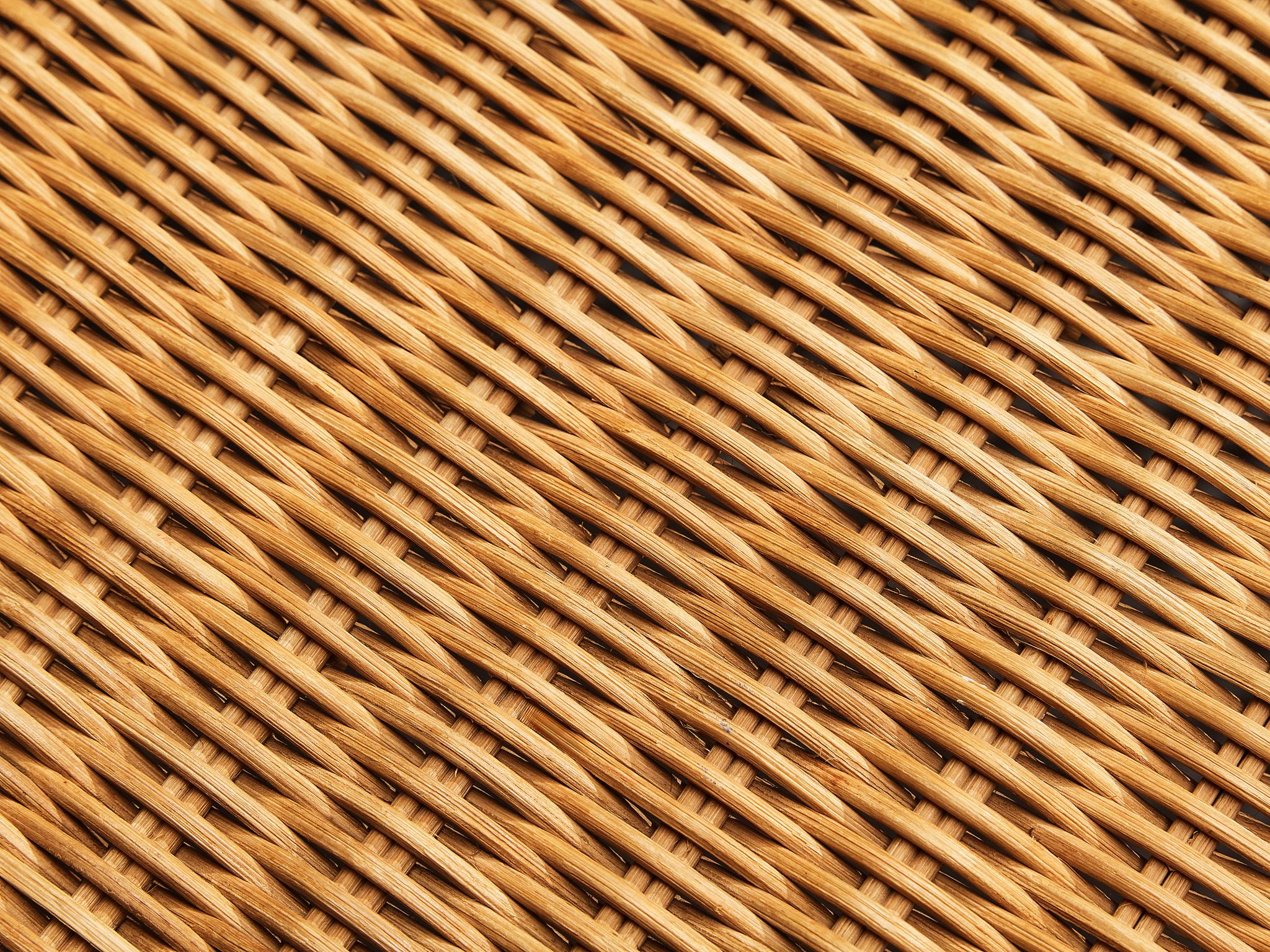 Danish Nanna Ditzel for R. Wengler Coffee Table in Rattan and Glass