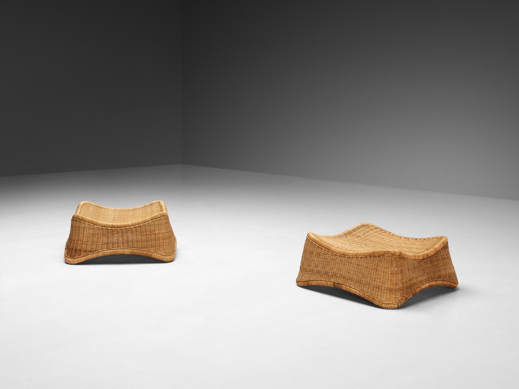 Nanna Ditzel for R. Wengler Low Rattan Stools For Sale 4