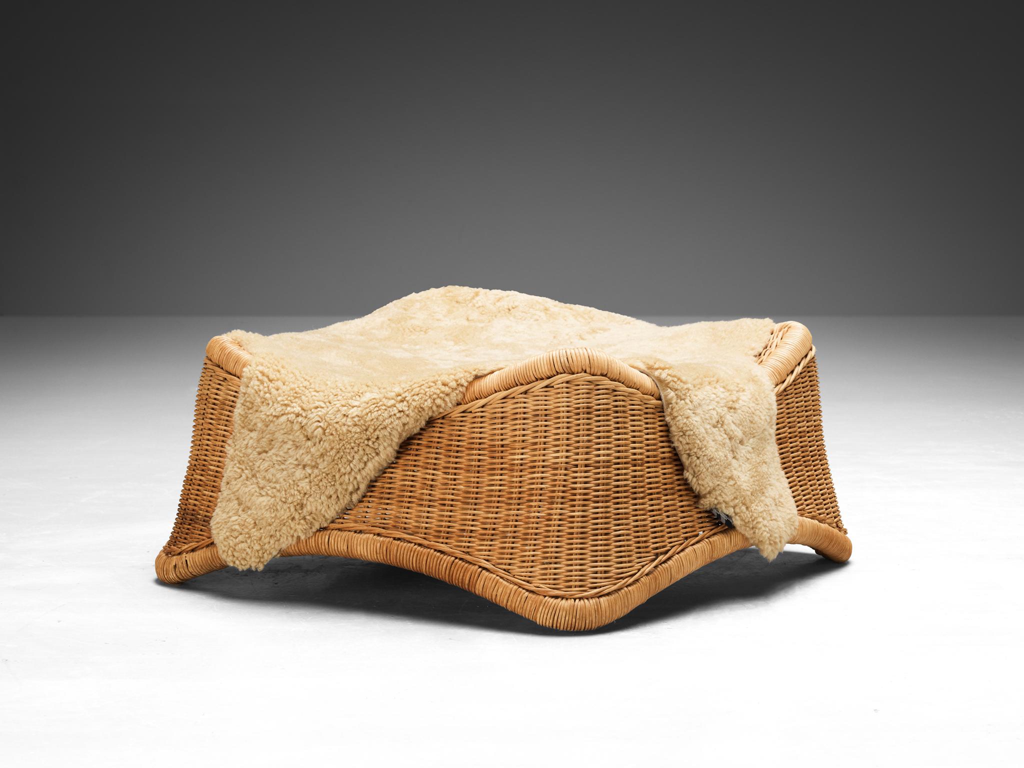 Mid-Century Modern Nanna Ditzel for R. Wengler Low Rattan Stools For Sale