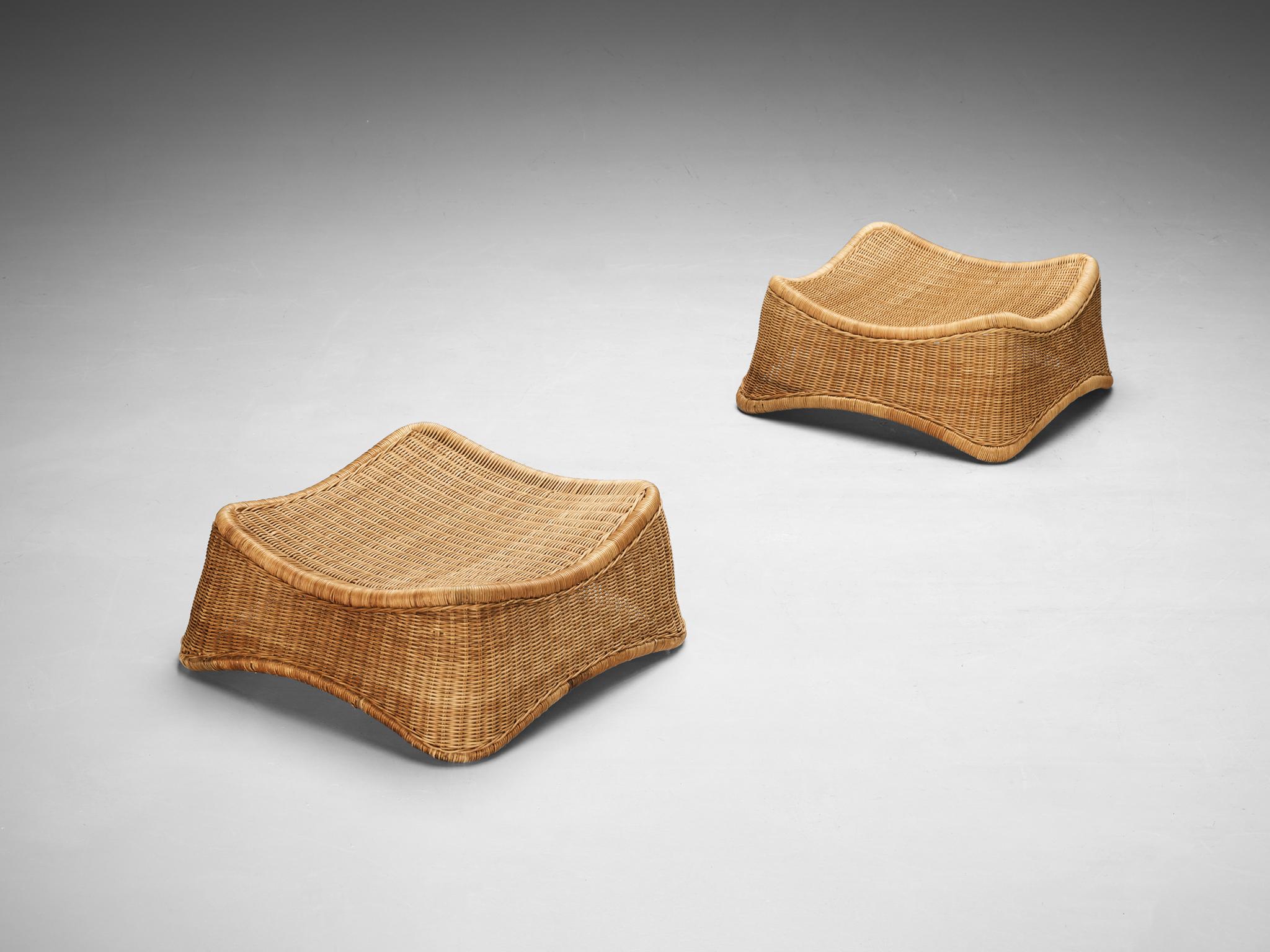 Nanna Ditzel for R. Wengler Low Rattan Stools For Sale 1