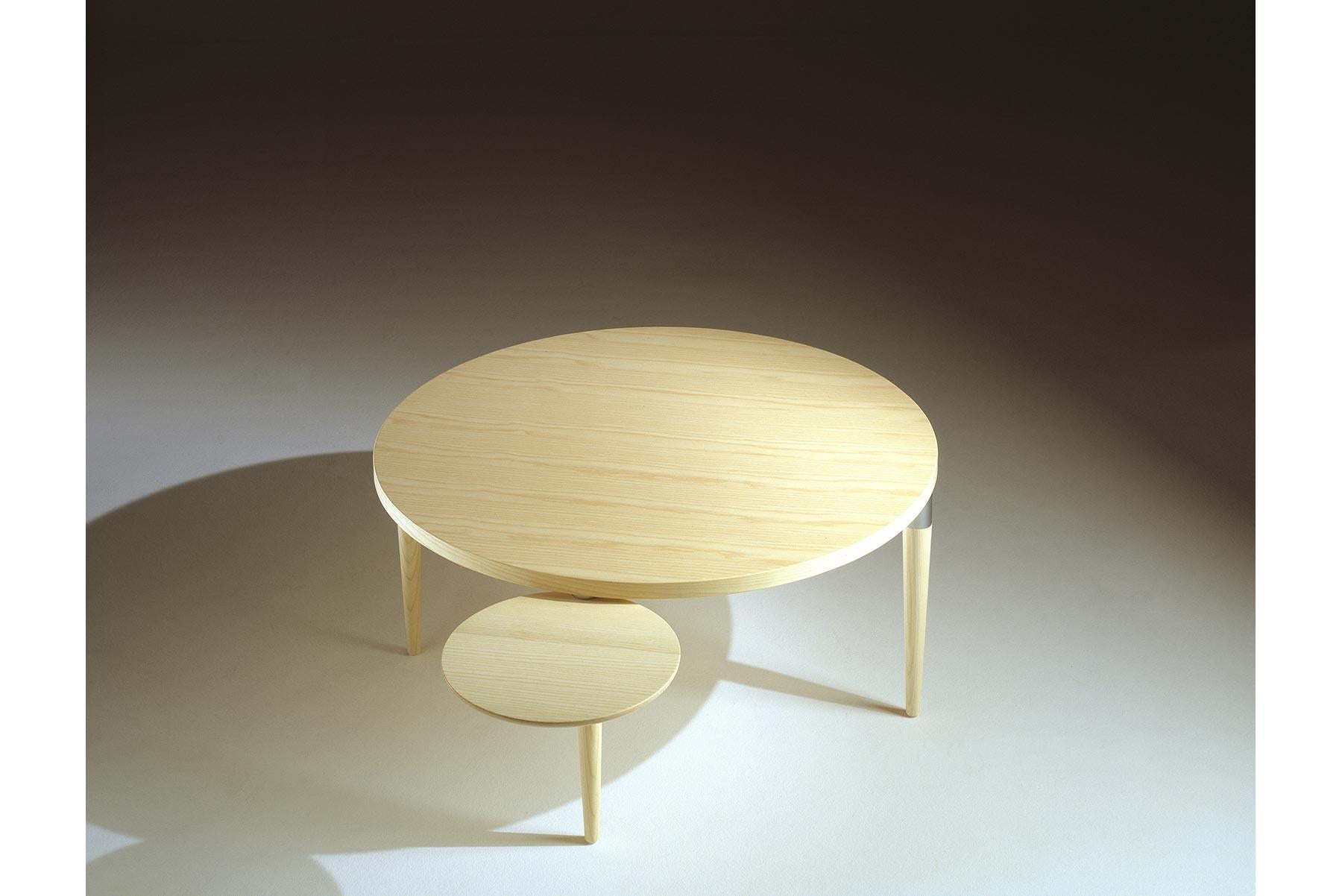 Designed by Nanna Ditzel for GETAMA in 2000, the Mondial coffee table features unparalleled craftsmanship. Table can be purchased with four additional round leaves. This table is hand built at GETAMA’s factory in Gedsted, Denmark by skilled