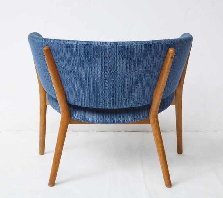 Danish Nanna Ditzel ND83 Lounge Chair Upholstered in Blue Fabric, Denmark, 1950s For Sale
