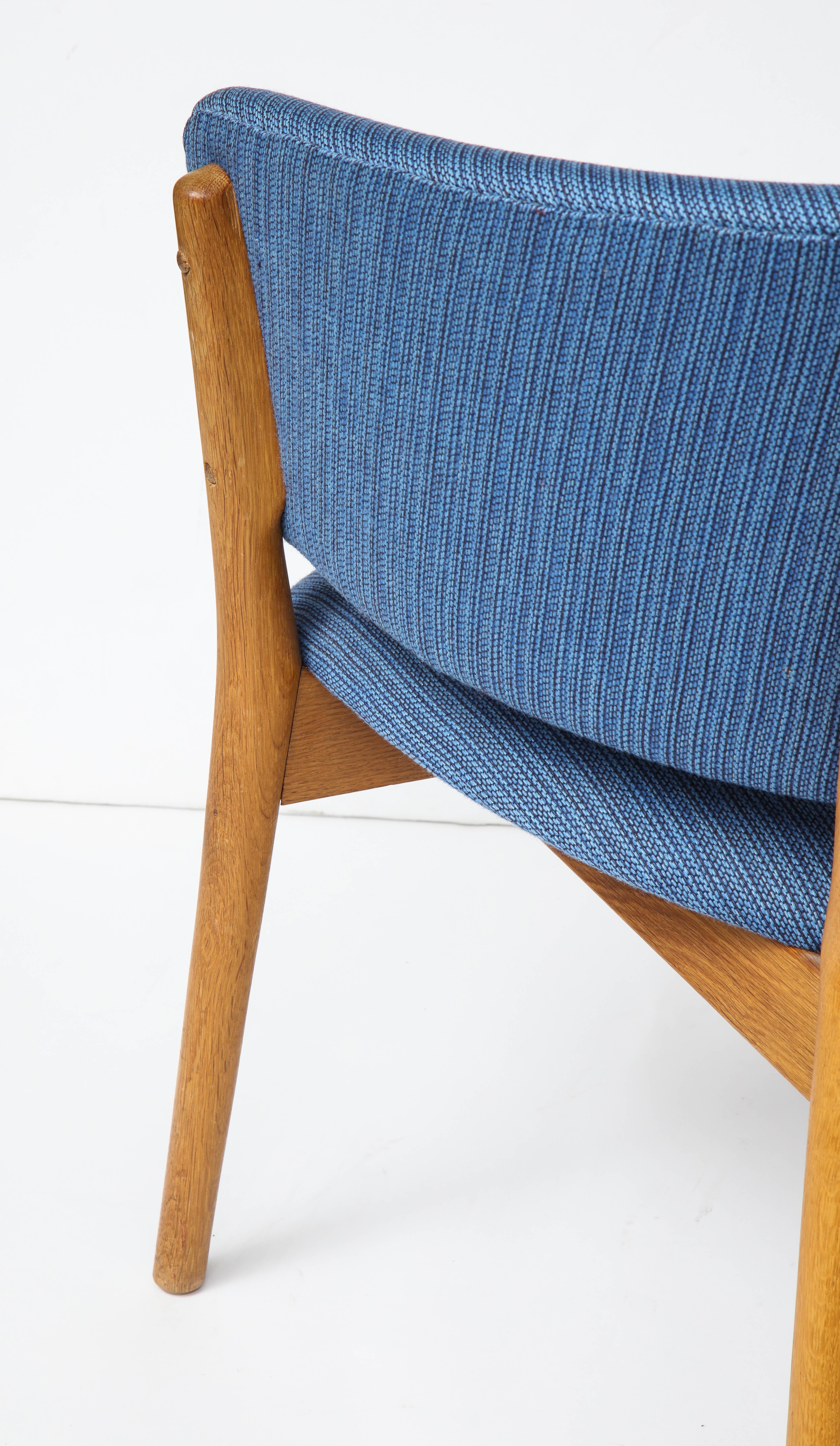 Scandinavian Modern Nanna Ditzel ND83 Lounge Chair Upholstered in Blue Fabric, Denmark, 1950s For Sale