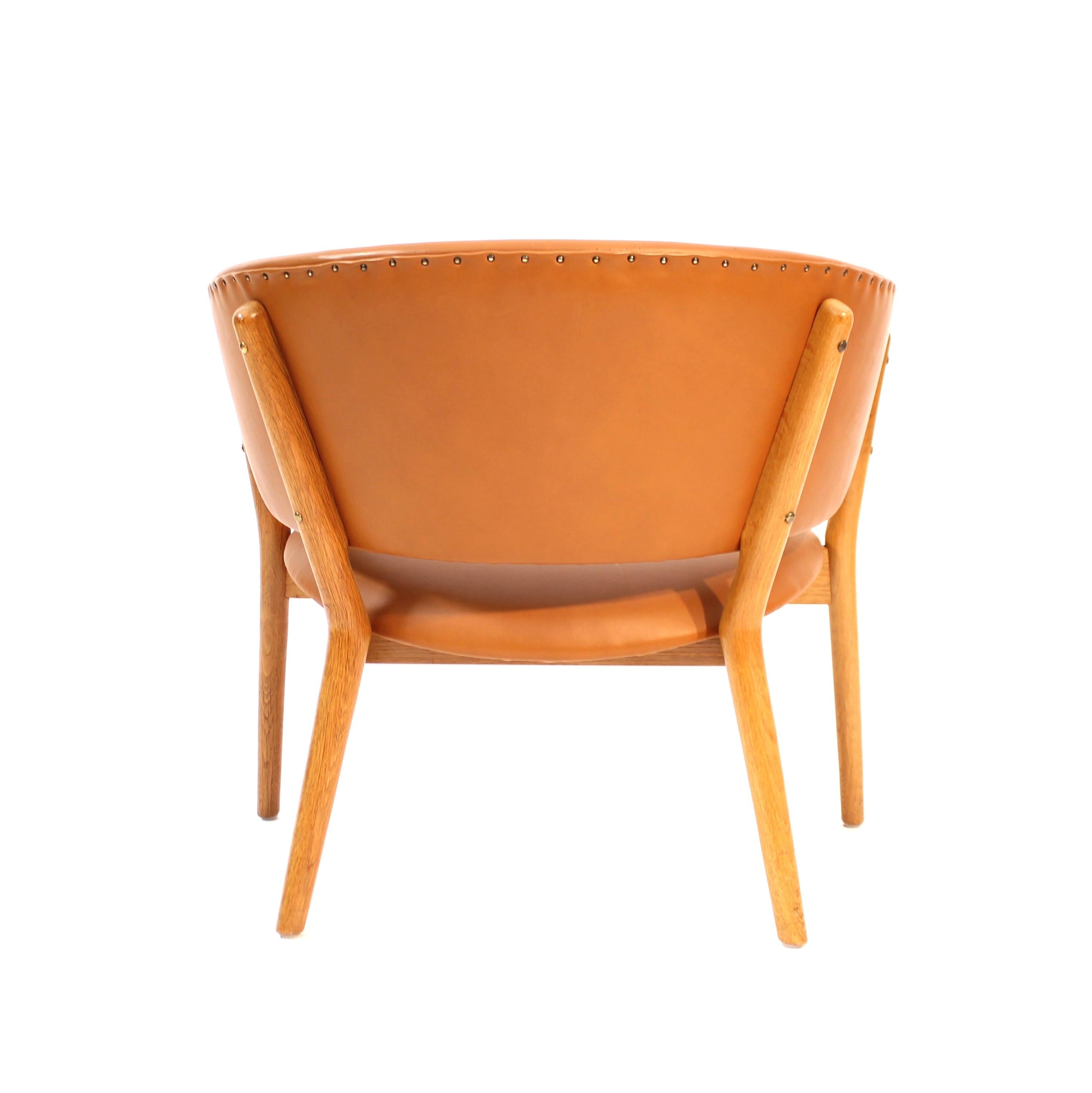 Nanna Ditzel, chaise ND83 en chêne et cuir pour Søren Willadsen, 1960s en vente 1