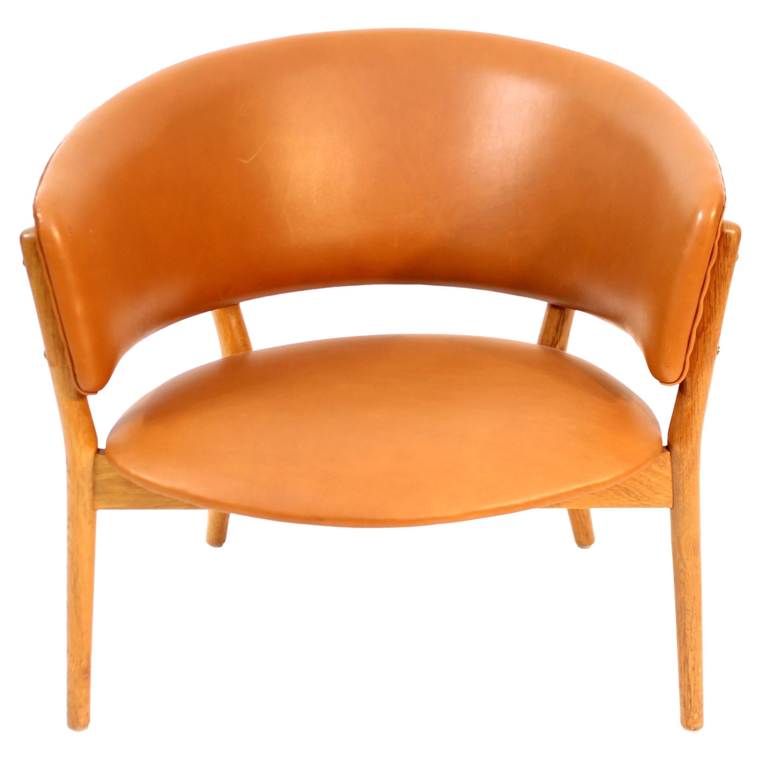 Nanna Ditzel, oak and leather ND83 chair for Søren Willadsen, 1960s For Sale