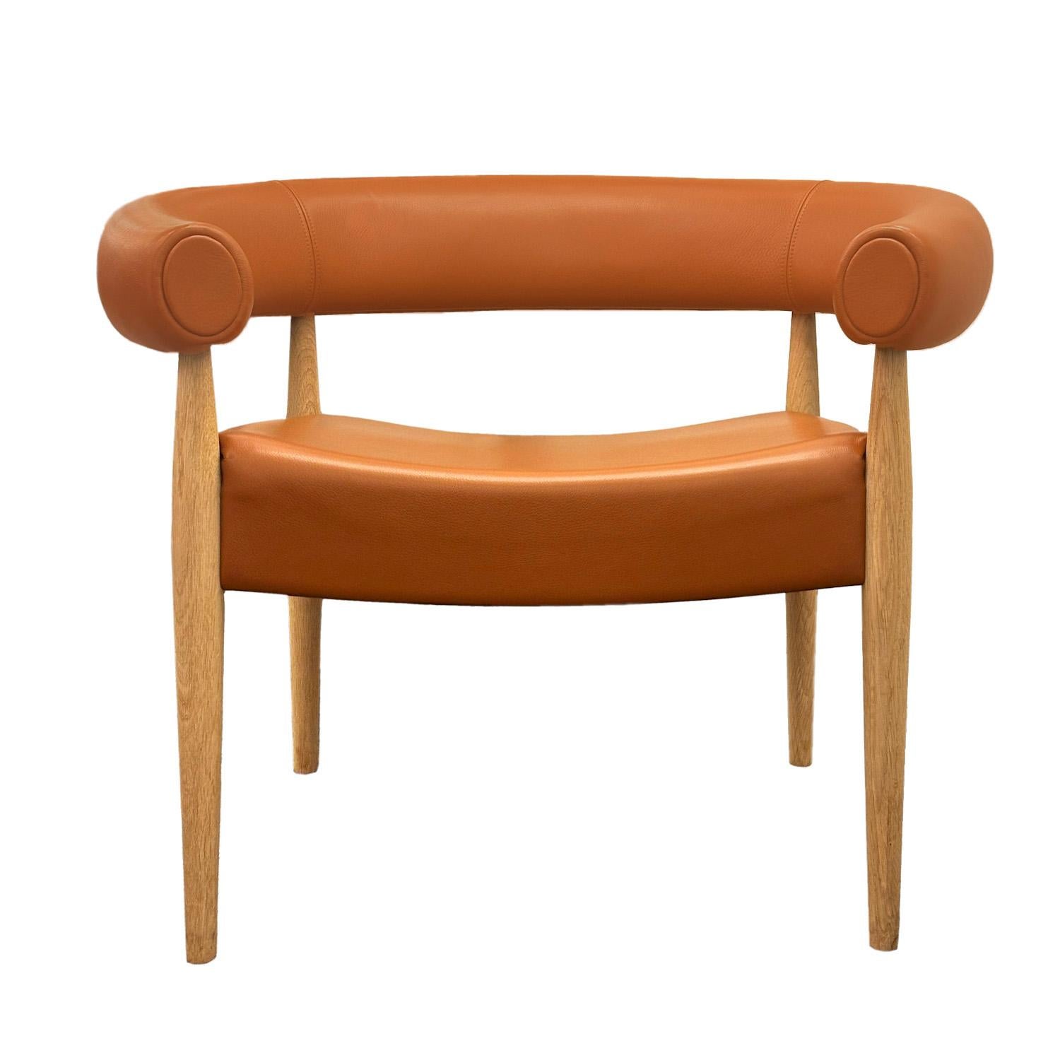 Nanna Ditzel Paar Ringstühle in cognacfarbenem Leder in Cognacfarben (Skandinavische Moderne) im Angebot