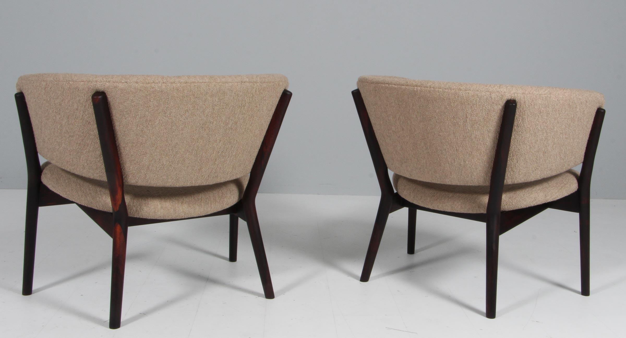 Mid-20th Century Nanna Ditzel Pair of Two Lounge Chairs in boucle, Model SW83, Very rare