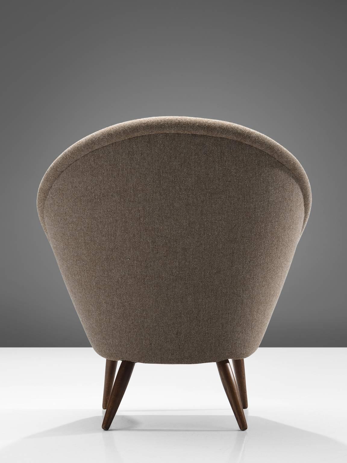 Danish Nanna Ditzel Recently Upholstered 'Oda-Chair' with Ottoman