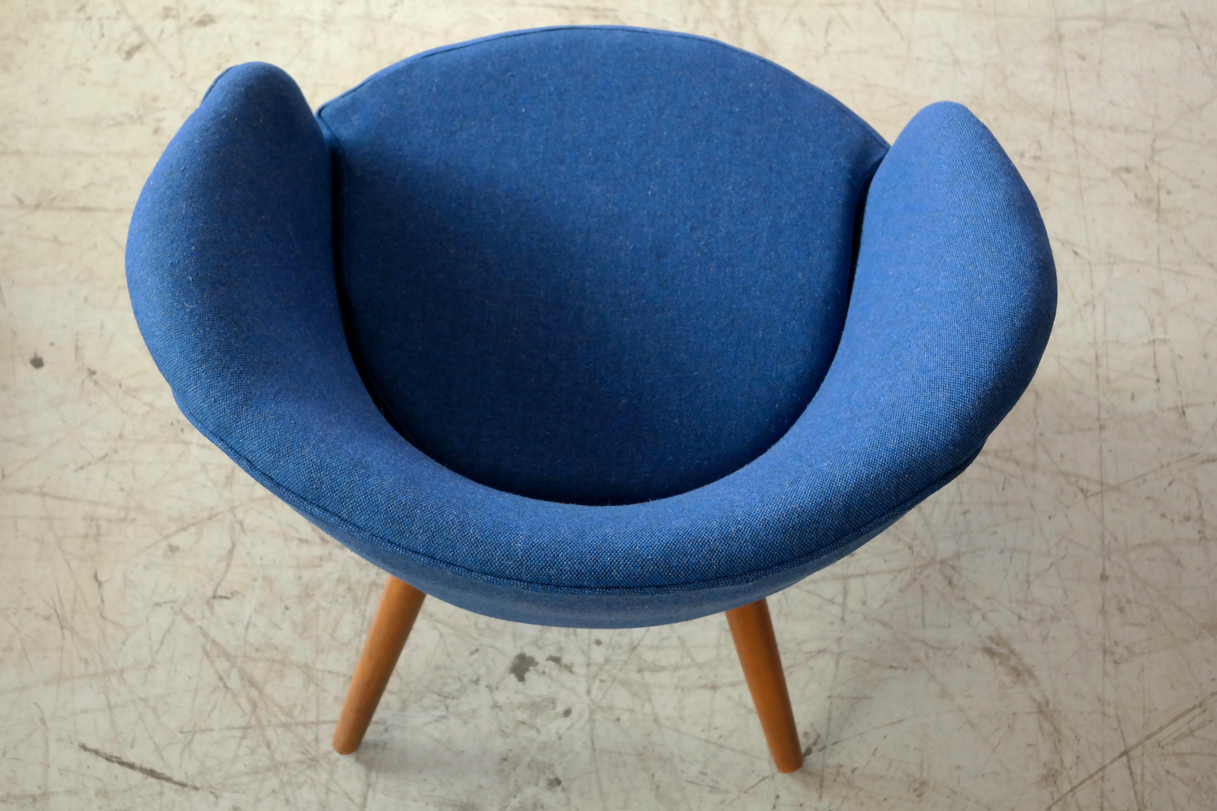 Nanna Ditzel Style Danish 1950s Lounge Chair Newly Reupholstered in Wool 2