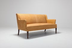 Nanna Ditzel Style Danish Sofa in Camel Leather