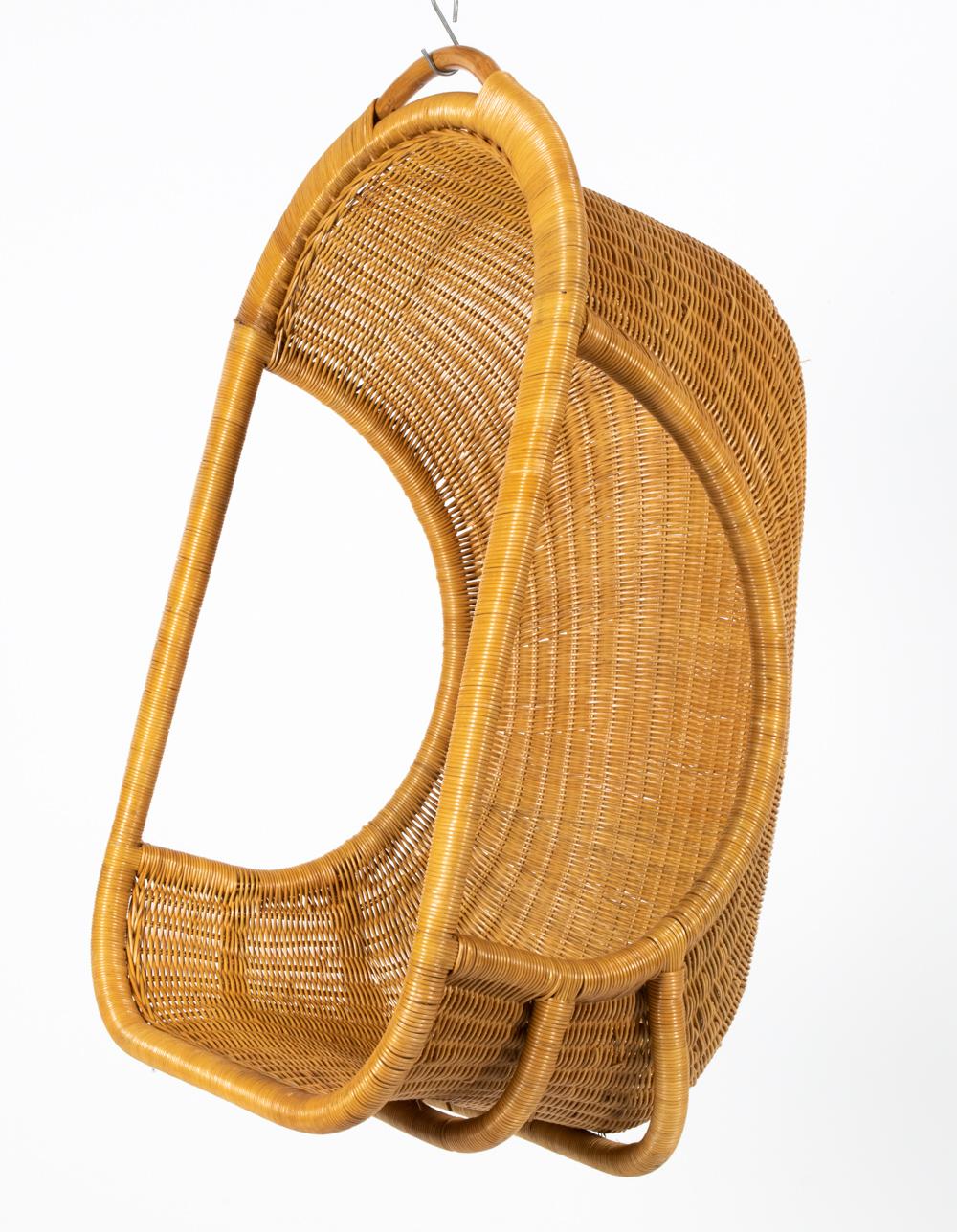 Scandinavian Modern Nanna Ditzel-Style Mid-Century Hanging Rattan Egg Chair