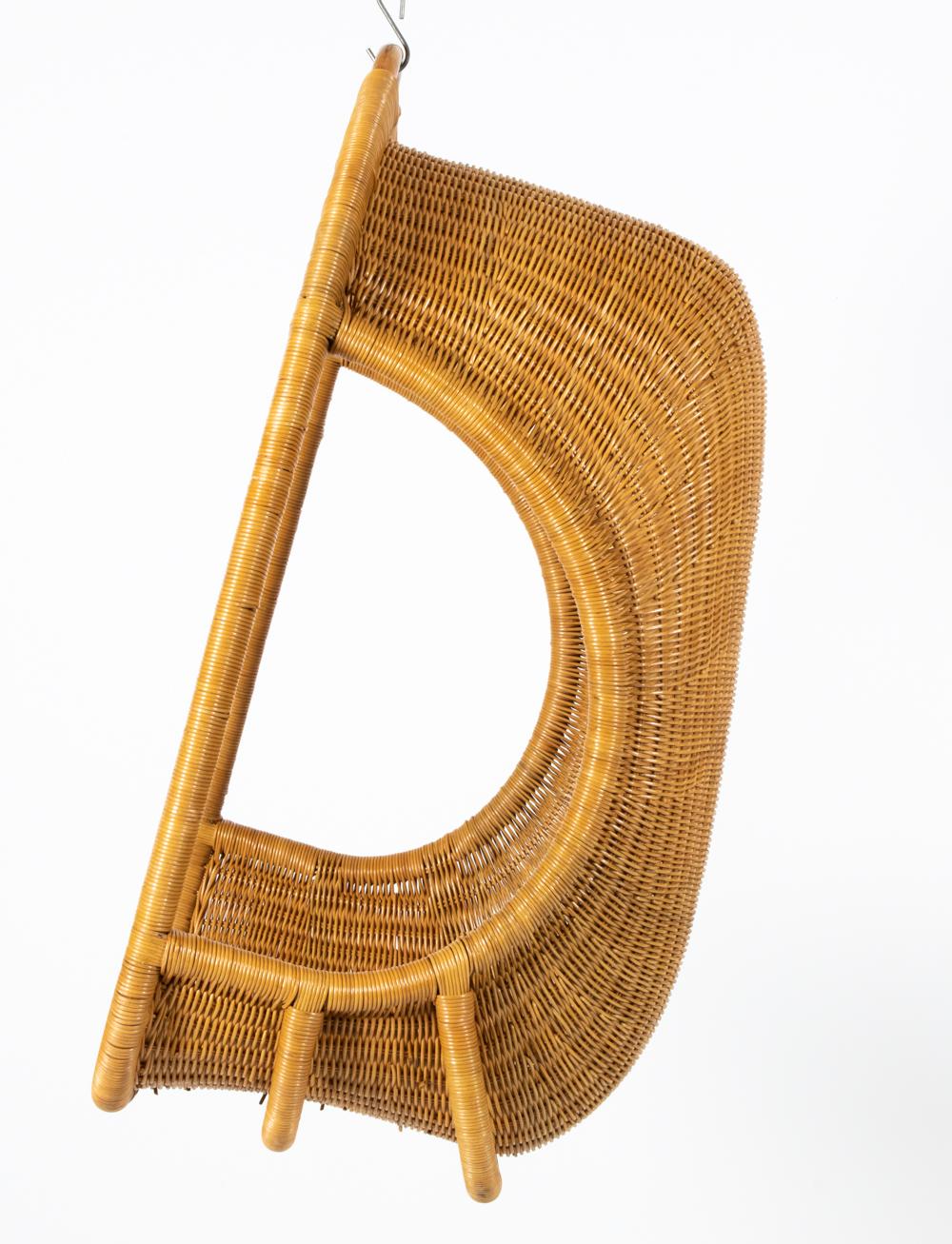 Danish Nanna Ditzel-Style Mid-Century Hanging Rattan Egg Chair