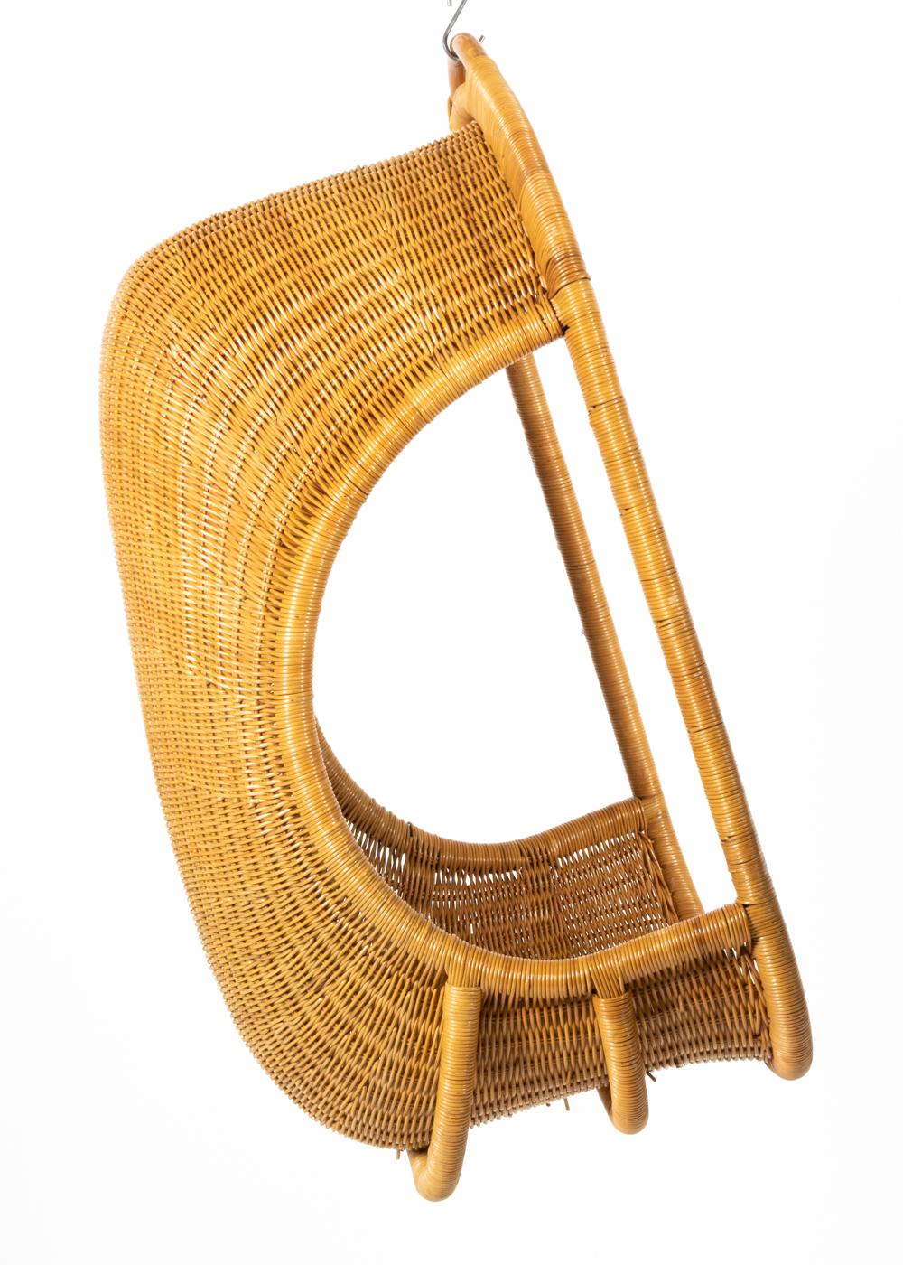 20th Century Nanna Ditzel-Style Mid-Century Hanging Rattan Egg Chair