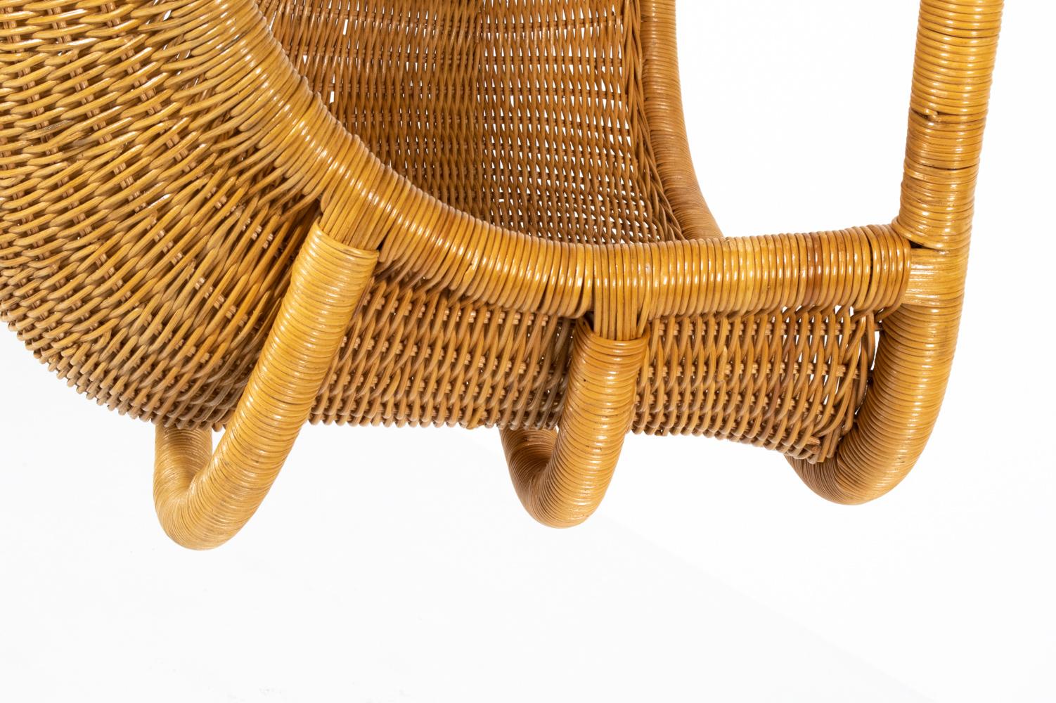 Nanna Ditzel-Style Mid-Century Hanging Rattan Egg Chair 2