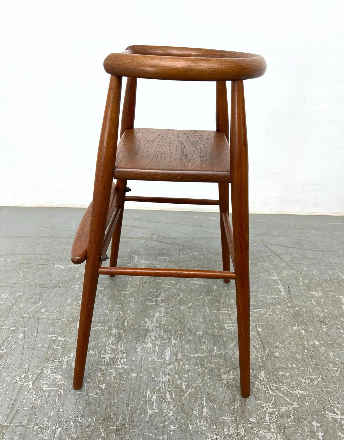 Woodwork Nanna Ditzel teak Childs high chair stool Danish Mid-Century Modern For Sale