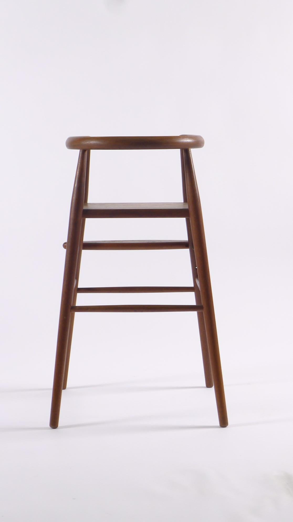 Danois Tabouret de chaise haute en teck de Nanna Ditzel, danois des années 1960 avec Label en vente