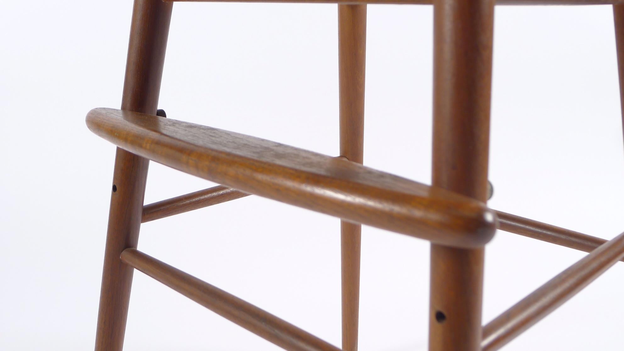 Teck Tabouret de chaise haute en teck de Nanna Ditzel, danois des années 1960 avec Label en vente