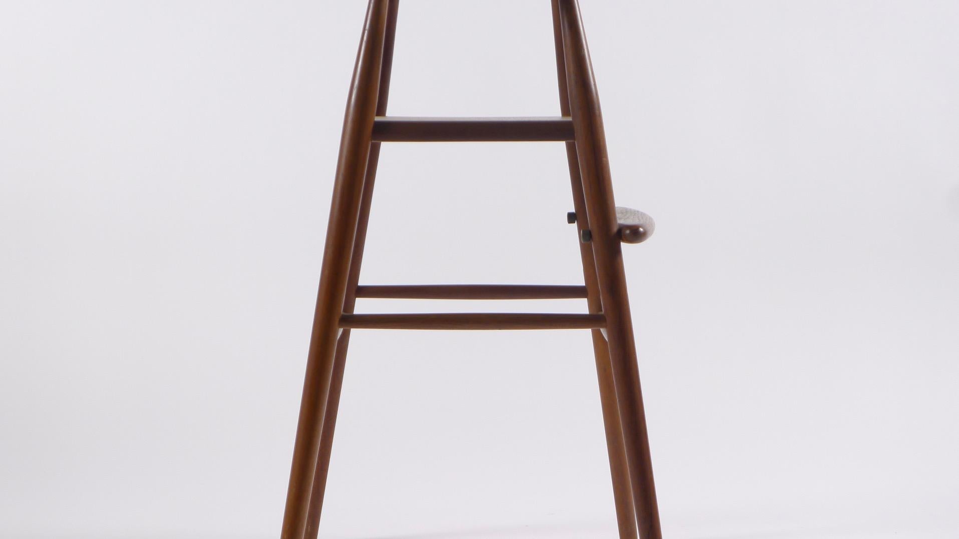 Tabouret de chaise haute en teck de Nanna Ditzel, danois des années 1960 avec Label en vente 1
