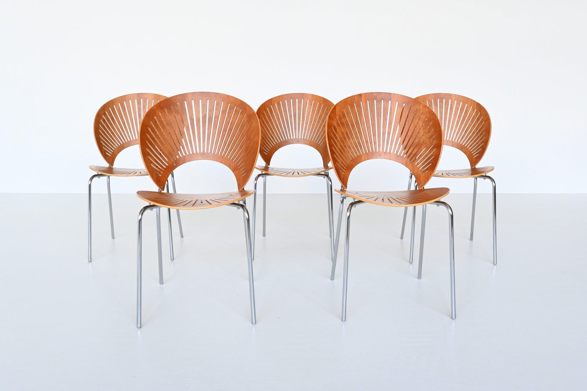 Mid-Century Modern Nanna Ditzel Trinidad 3298 Dining Chairs Fredericia Stolefabrik, Denmark, 1990