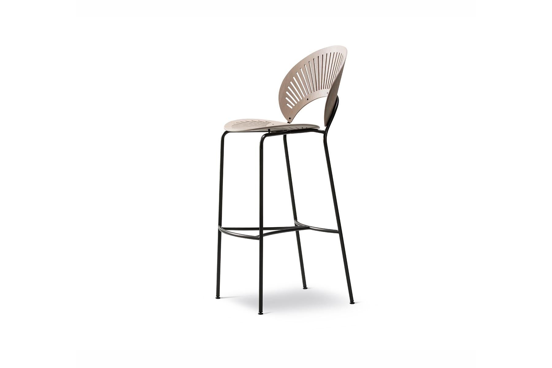 In 1998, Ditzel added a barstool version to her award-winning Trinidad series. The sliced and curved back shell provides unparalleled seating comfort. Optional seat upholstery.