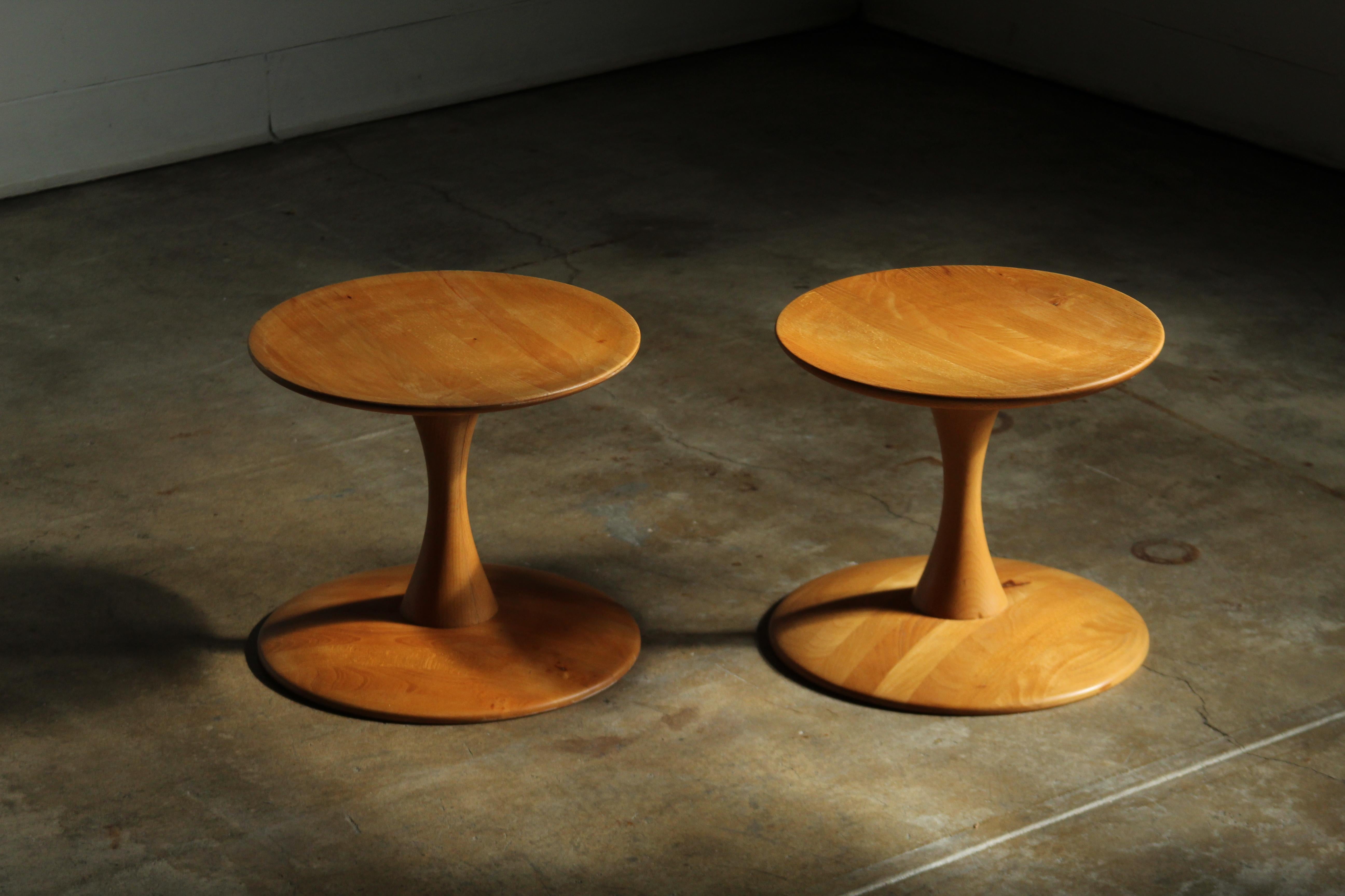 Cuir Tabourets Trisse de Nanna Ditzel avec coussins en peau de mouton pour Poul Kold Mobler, années 1960 en vente