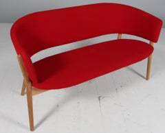 Nanna Ditzel two seater sofa in Hallingdal and oak, Model ND82