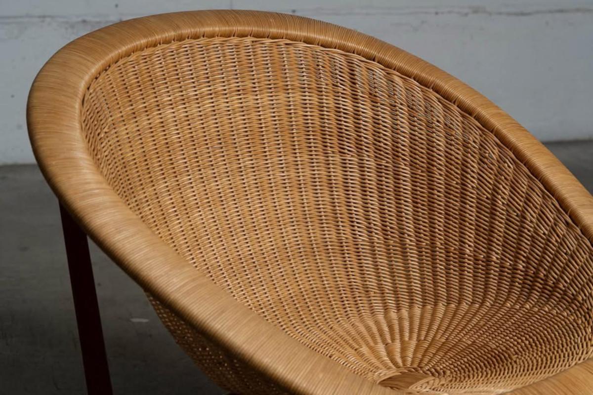 A true collector’s dream. This original 1950s basket chair by Nanna Ditzel for Ludvig Pontoppidan is perhaps the finest example to ever surface on the market. The handwoven wicker seat is pristine—flawless in its craftsmanship, rich in tone, and