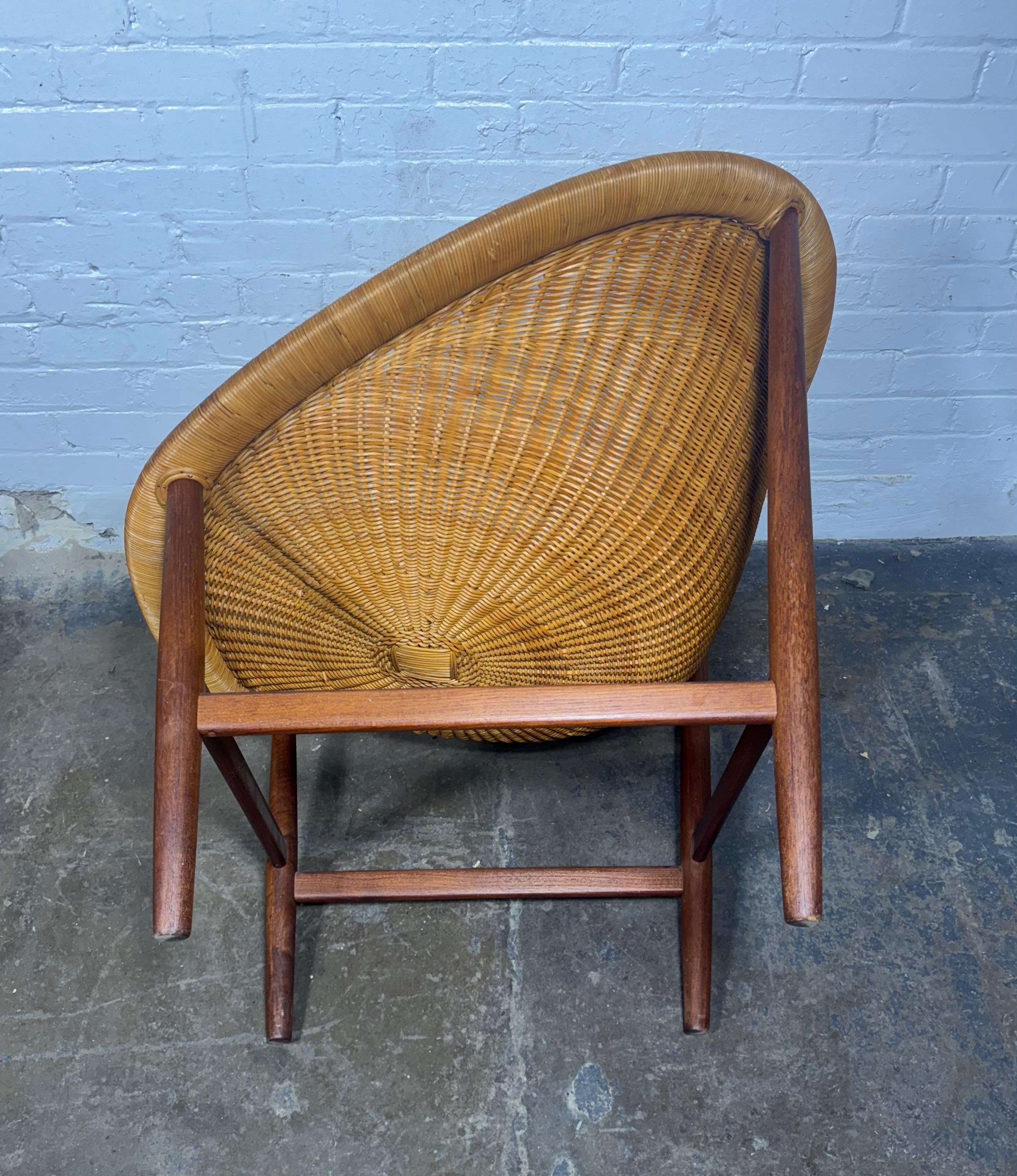 Danese Sedia a cesto in vimini di Nanna Ditzel per Ludvig Pontoppidan in vendita