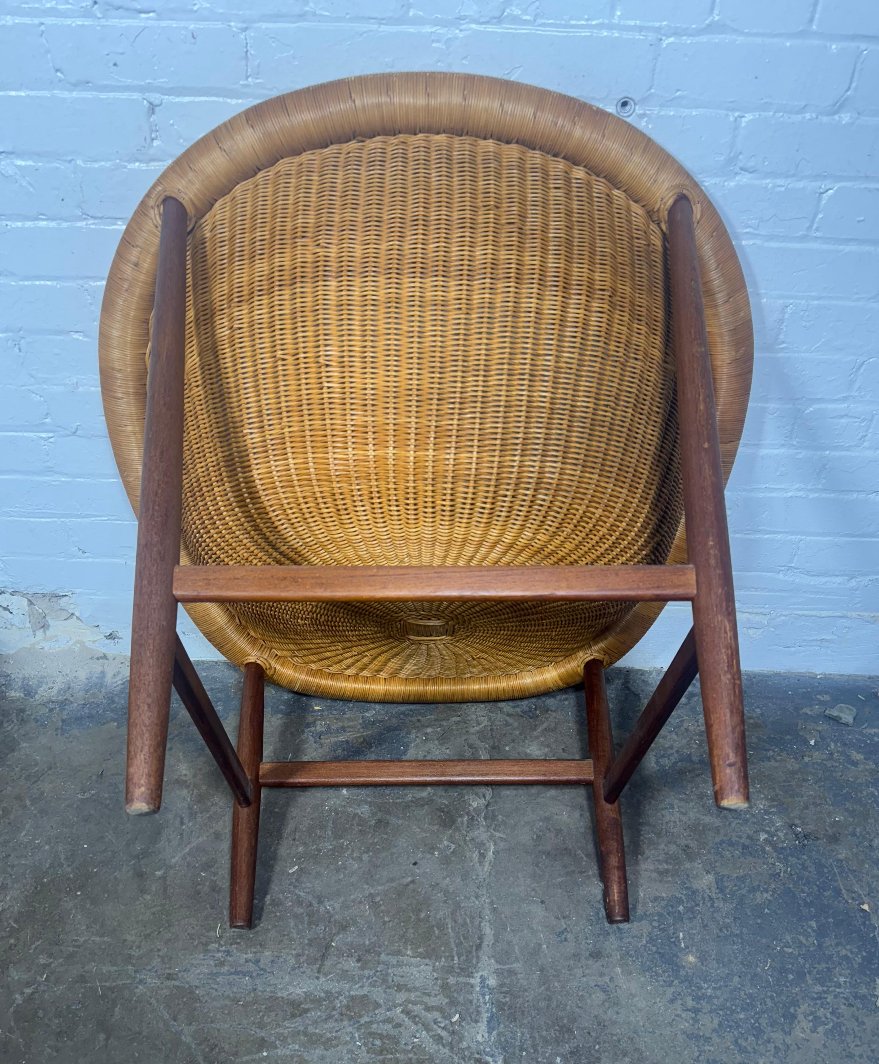 Fatto a mano Sedia a cesto in vimini di Nanna Ditzel per Ludvig Pontoppidan in vendita