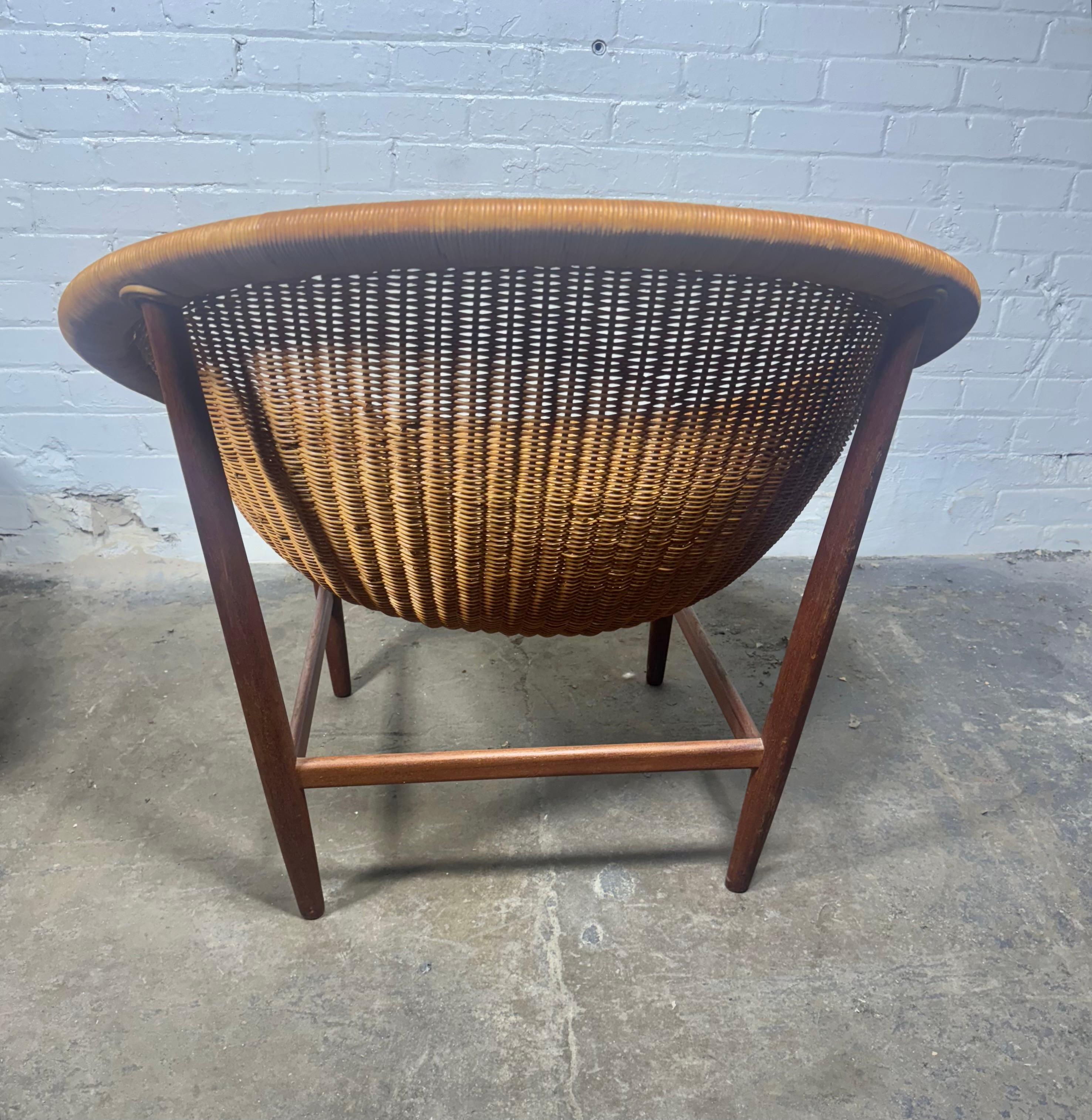 Metà XX secolo Sedia a cesto in vimini di Nanna Ditzel per Ludvig Pontoppidan in vendita