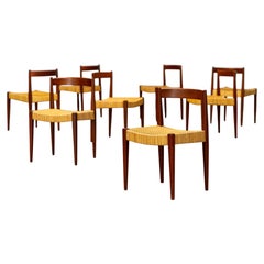 Nanna & Jørgen Ditzel - Set of 8 Dining Chairs Teak & Cane, Denmark 1955
