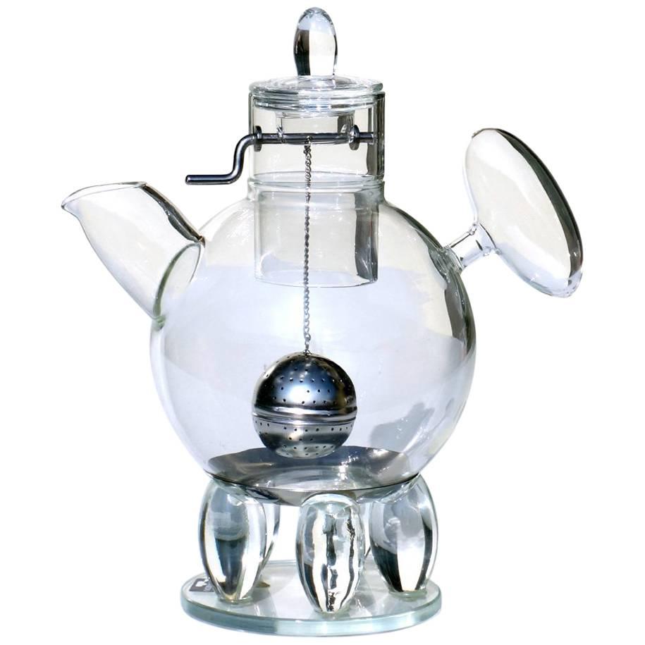 "Nanna" Michael Graves by Leonardo 1996 Post modern Design Glass Teapot