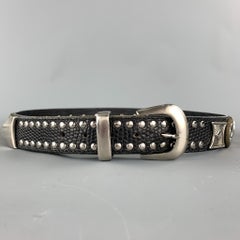 NANNI Size 36 Black & Silver Studded Leather Metal Belt