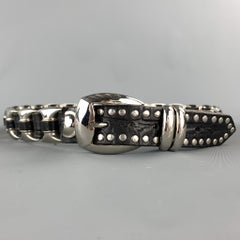 NANNI Size 36 Black & Silver Studded Leather Metal Belt