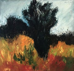 "Lush Landscape in the Fall" Mid Century Modern Oil Painting on Canvas Framed