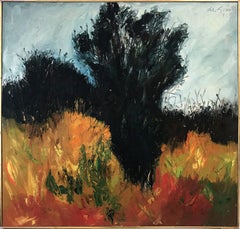 "Lush Landscape in the Fall" Mid Century Modern Oil Painting on Canvas Framed