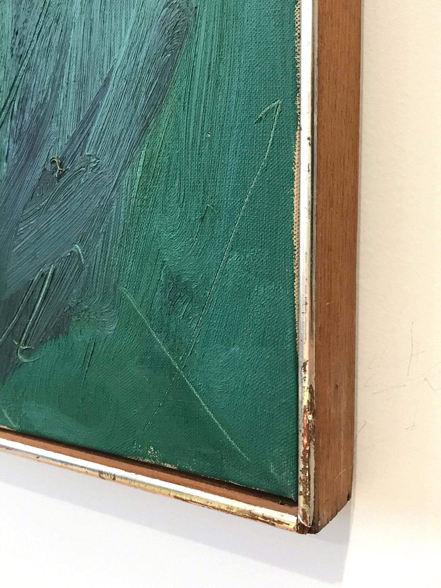 « Paysage luxuriant avec des verts et des bleus » - Peinture à l'huile moderne du milieu du siècle sur toile en vente 9