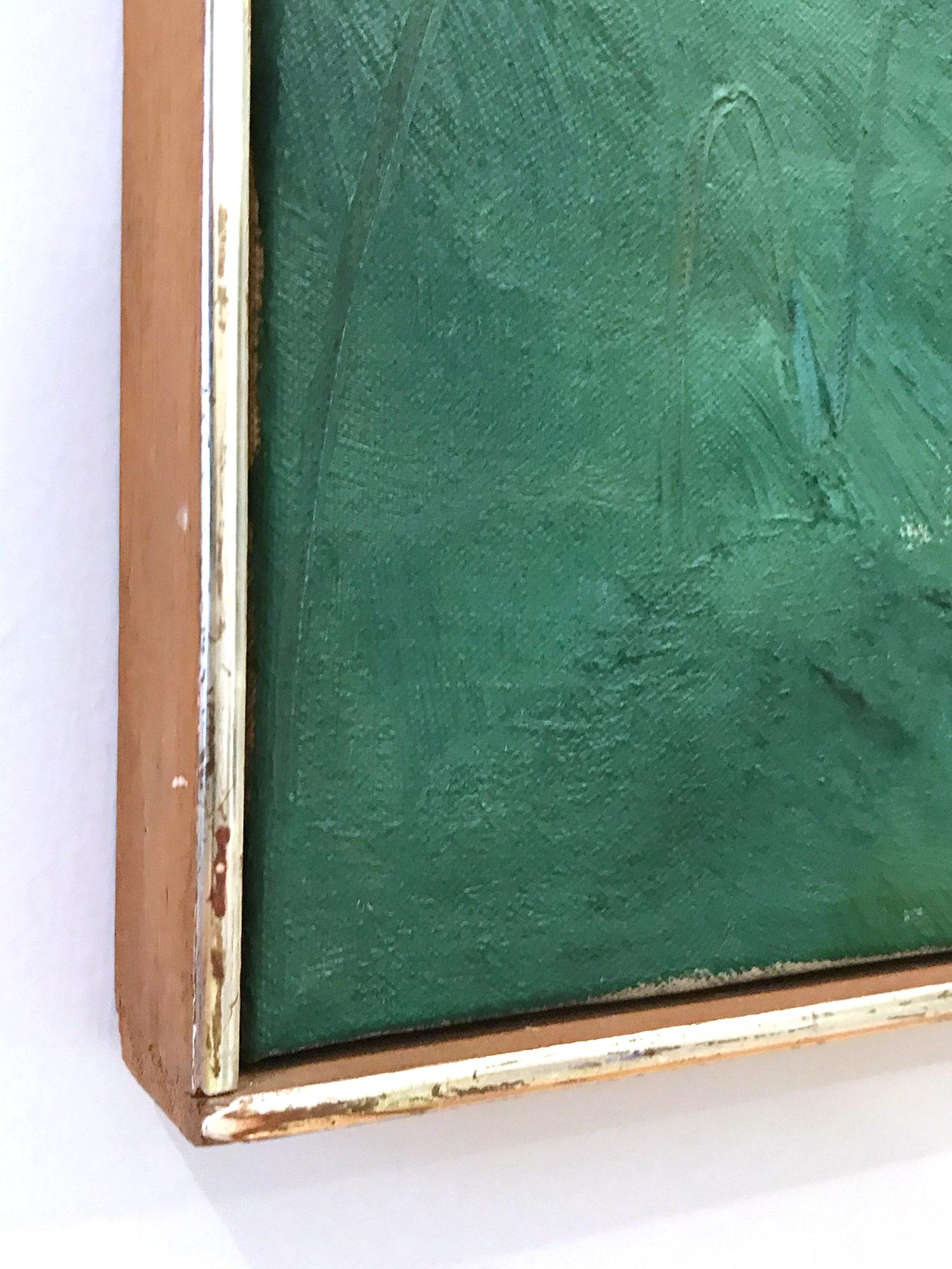 « Paysage luxuriant avec des verts et des bleus » - Peinture à l'huile moderne du milieu du siècle sur toile en vente 10