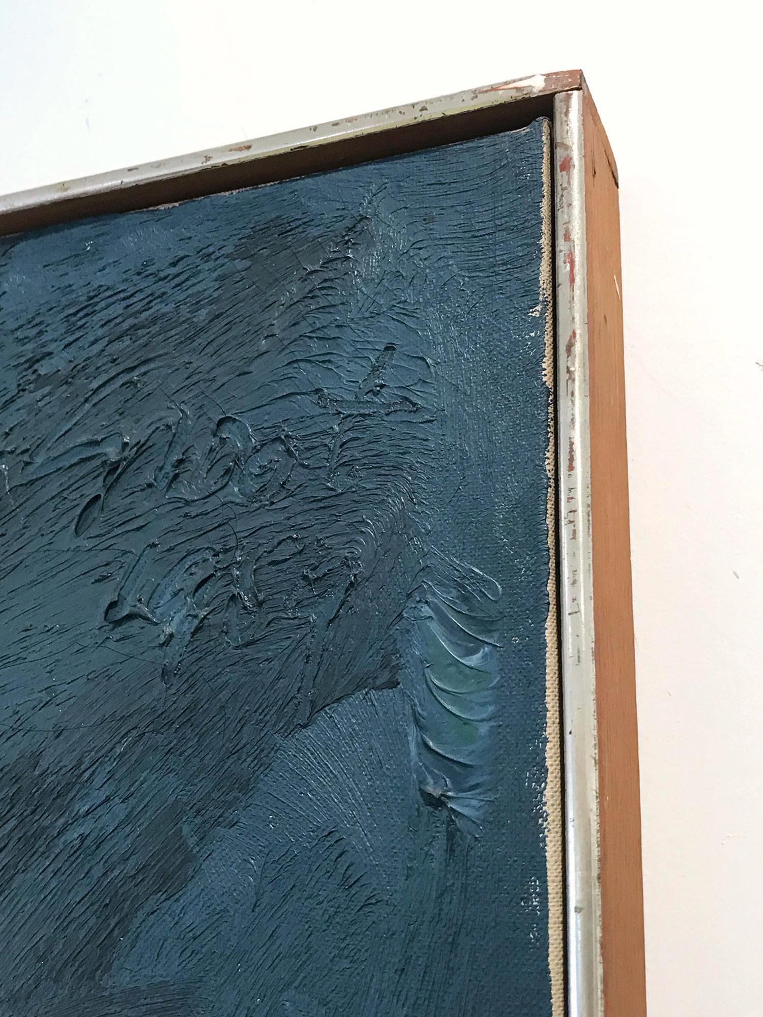 « Paysage luxuriant avec des verts et des bleus » - Peinture à l'huile moderne du milieu du siècle sur toile en vente 11