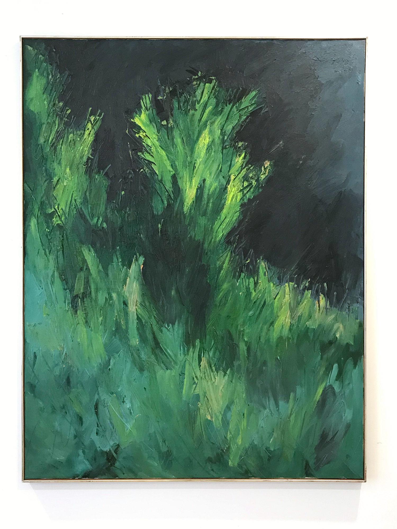 « Paysage luxuriant avec des verts et des bleus » - Peinture à l'huile moderne du milieu du siècle sur toile en vente 13