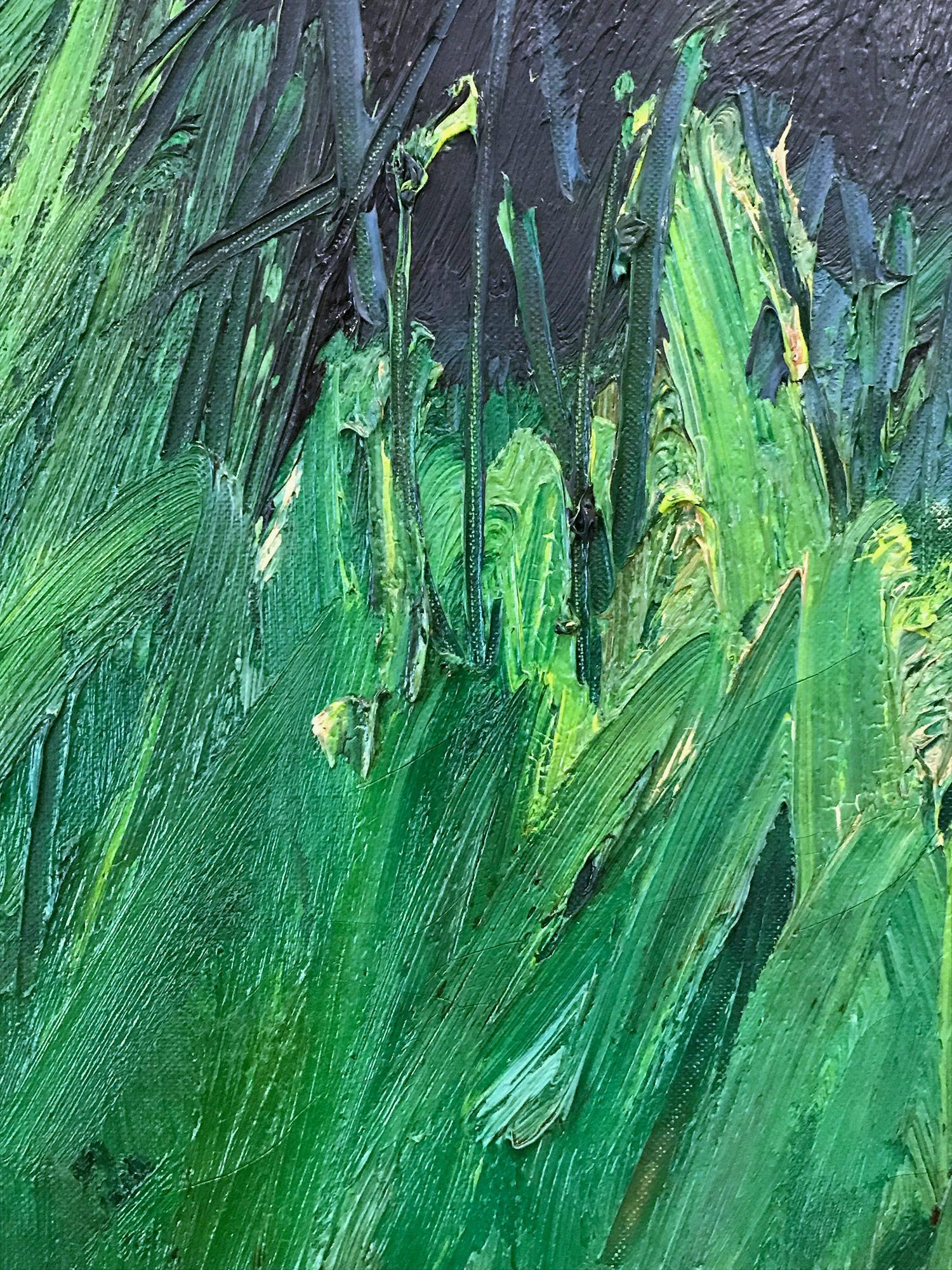 « Paysage luxuriant avec des verts et des bleus » - Peinture à l'huile moderne du milieu du siècle sur toile en vente 1