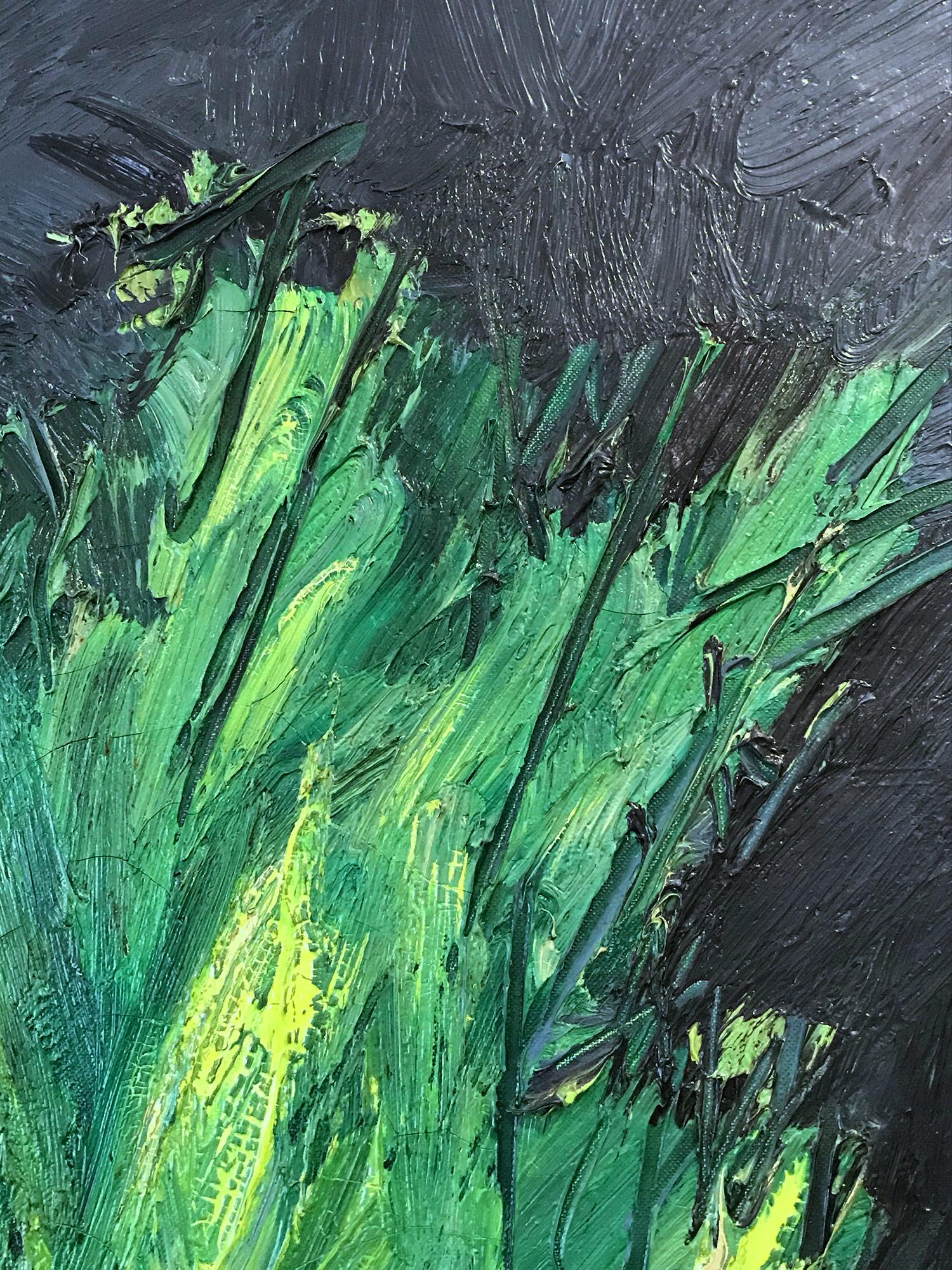 « Paysage luxuriant avec des verts et des bleus » - Peinture à l'huile moderne du milieu du siècle sur toile en vente 2