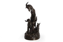 “Nanny Goat and Kid” Antique Bronze Group Sculpture by Pierre Jules Mene