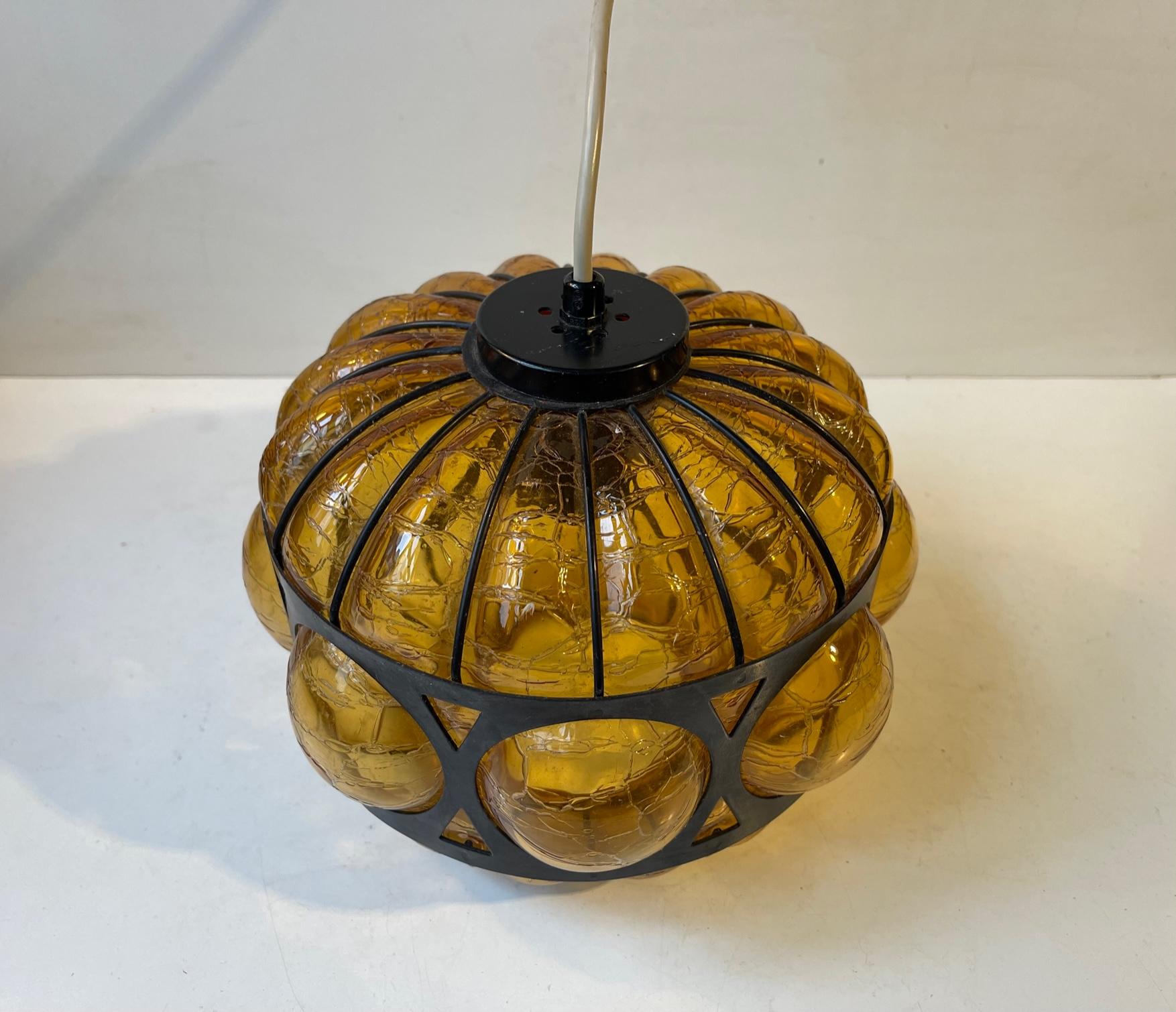 vintage amber glass hanging lamp