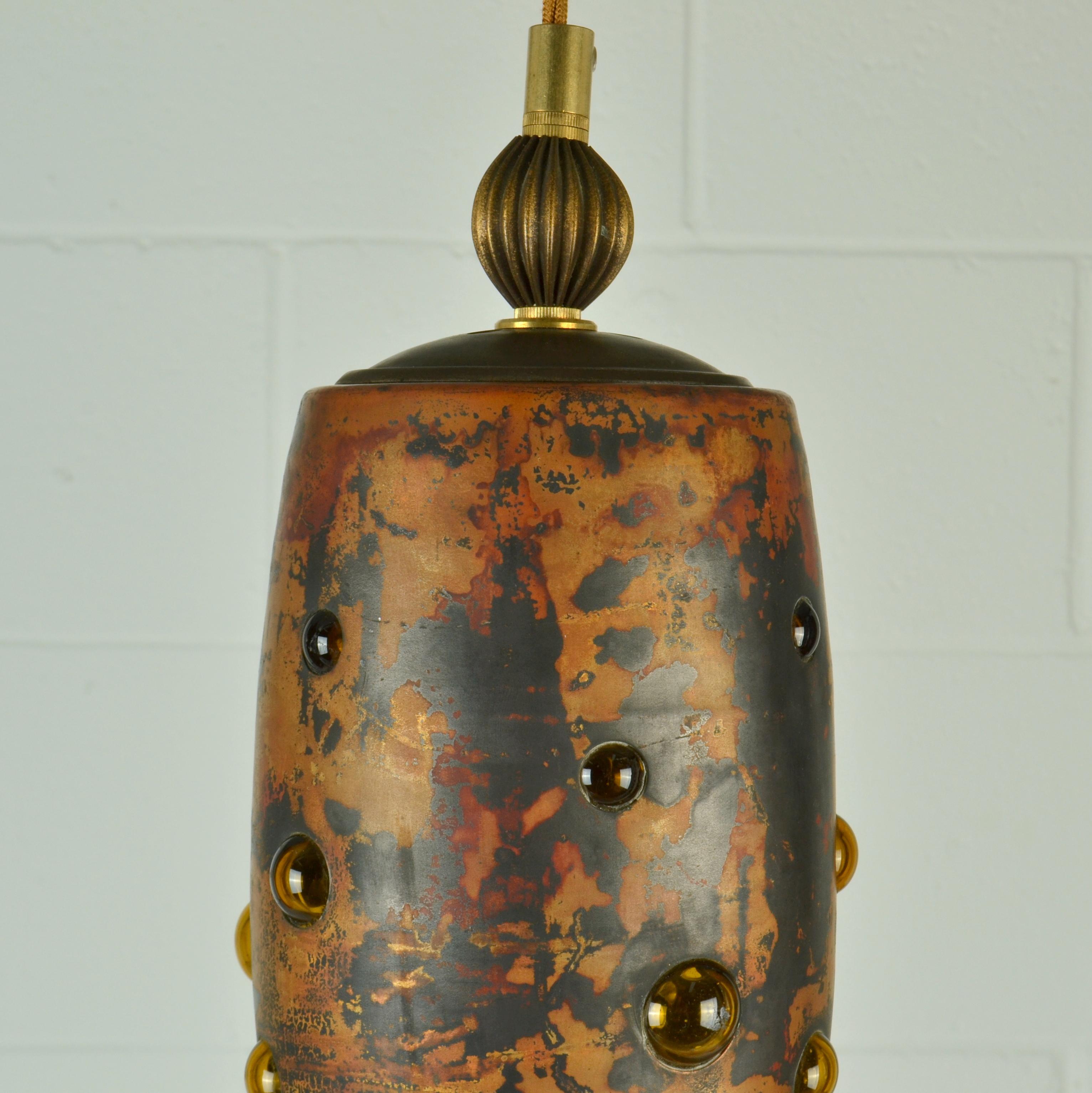 Nanny Still Copper and Glass Pendant Lamps set of Three 5