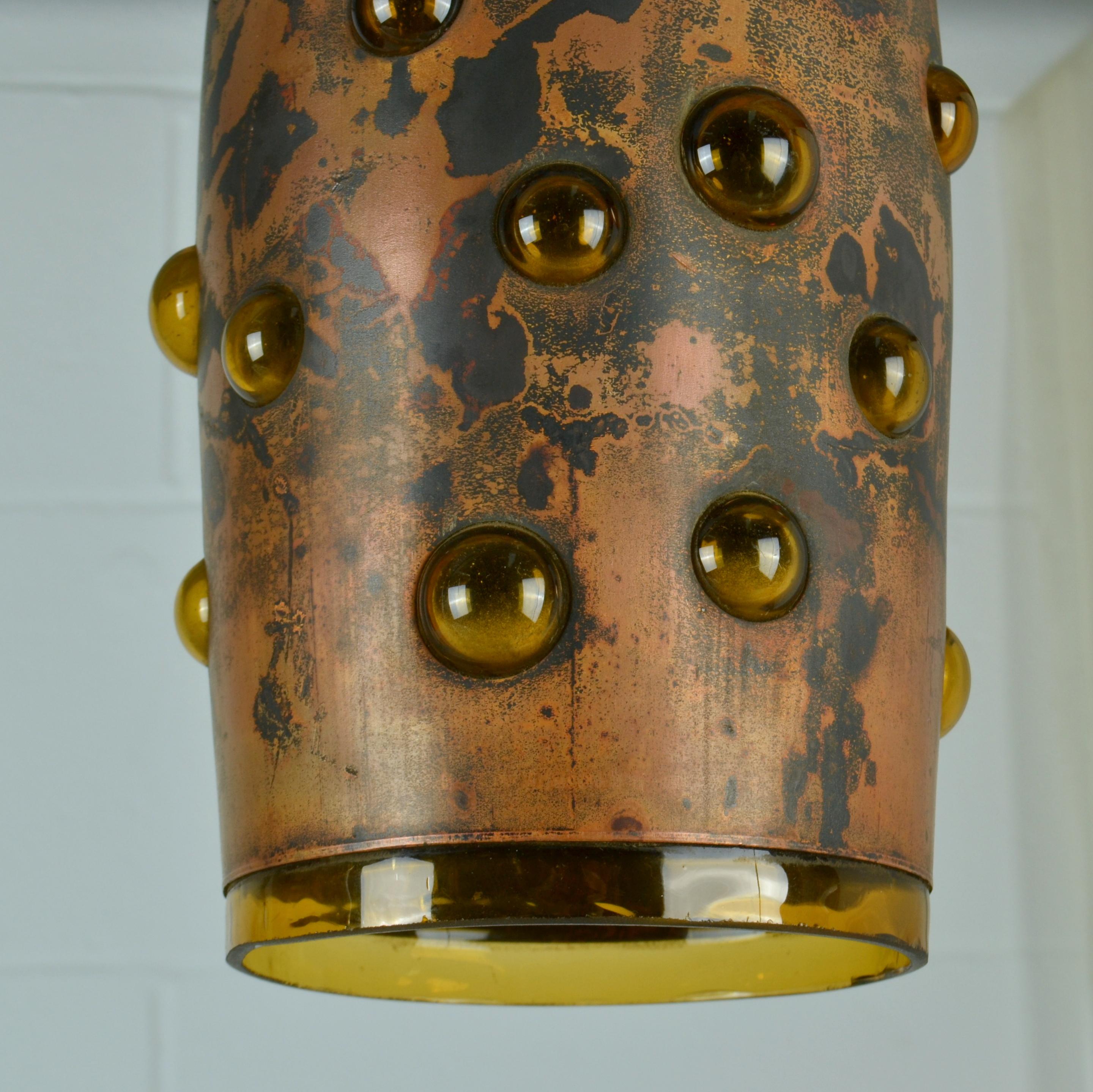 Nanny Still Copper and Glass Pendant Lamps set of Three 3