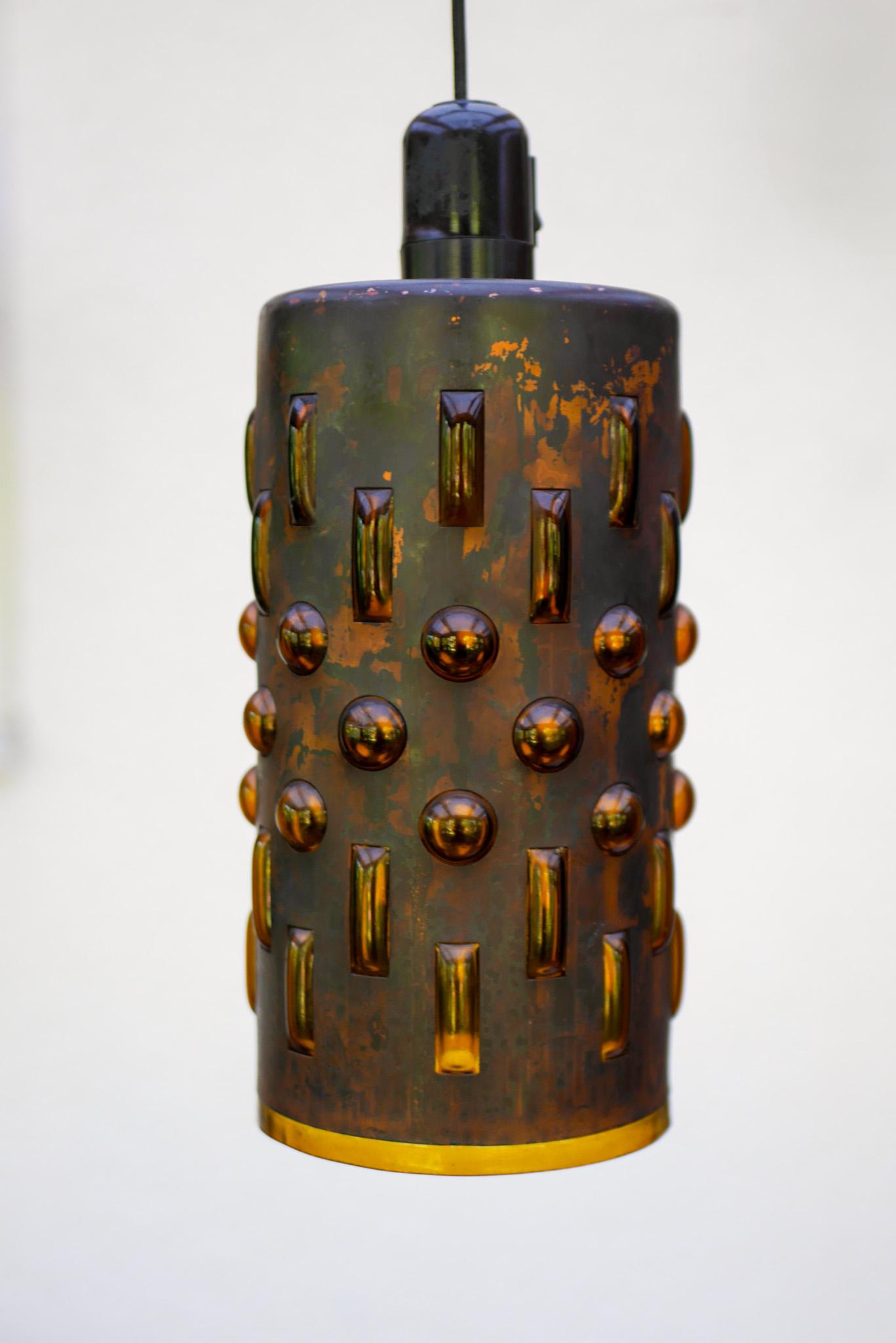 Pendentifs brutalistes en cuivre et verre de Nanny Still, RAAK, années 1960 en vente 4