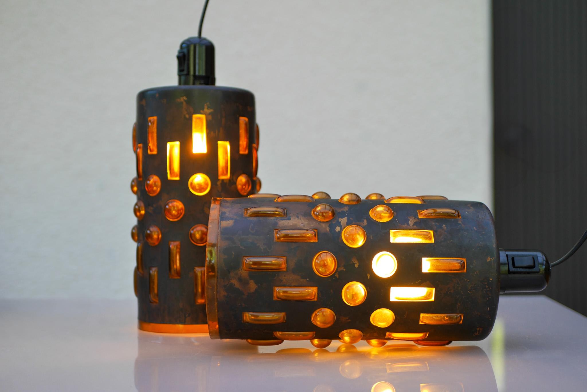 A striking example of midcentury brutalist lighting design, this pendant was hand-crafted by renowned Finnish designer Nanny Still McKinney for RAAK, The Netherlands, in the 1960s. Each piece is entirely unique in execution, showcasing the artisanal