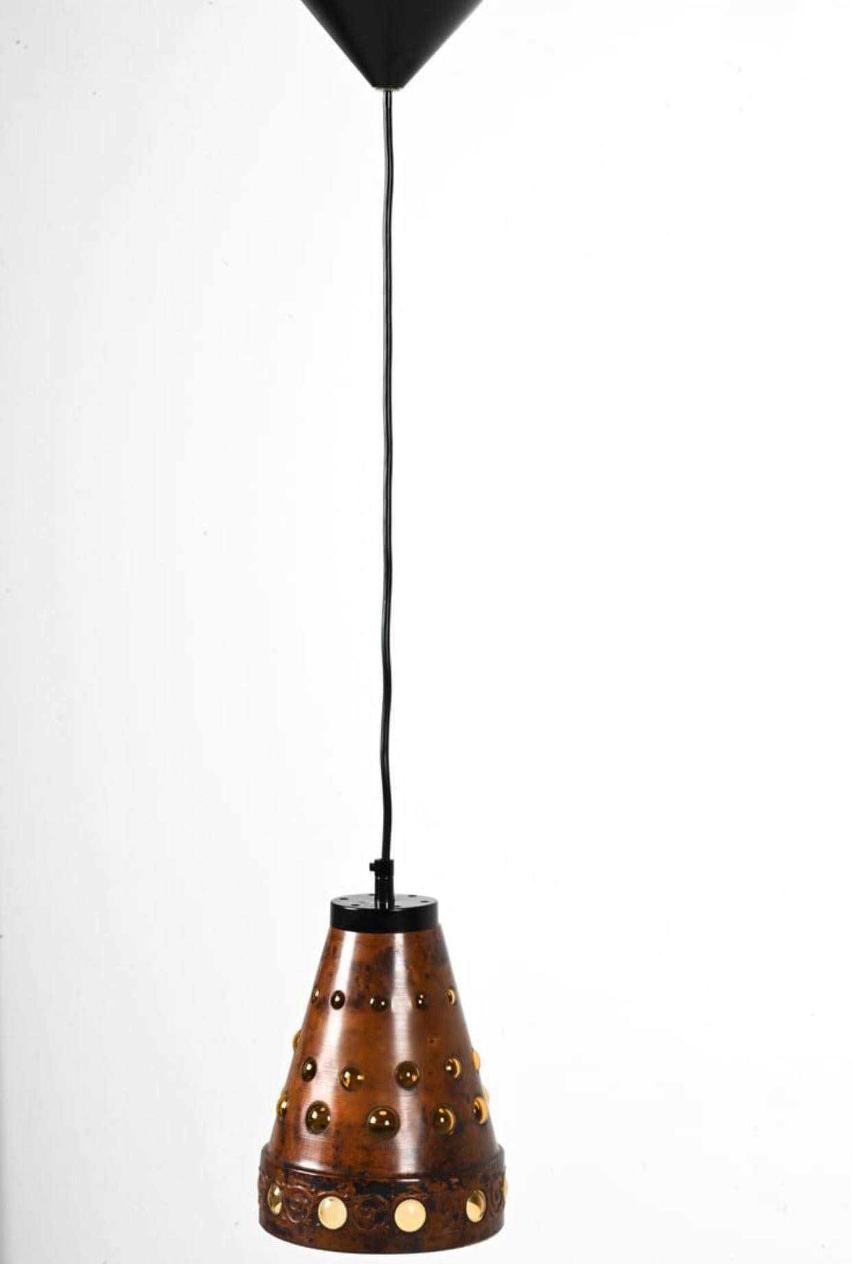 Mid-Century Modern Nanny Still for RAAK, Pair of Copper and Glass Pendant Lights For Sale