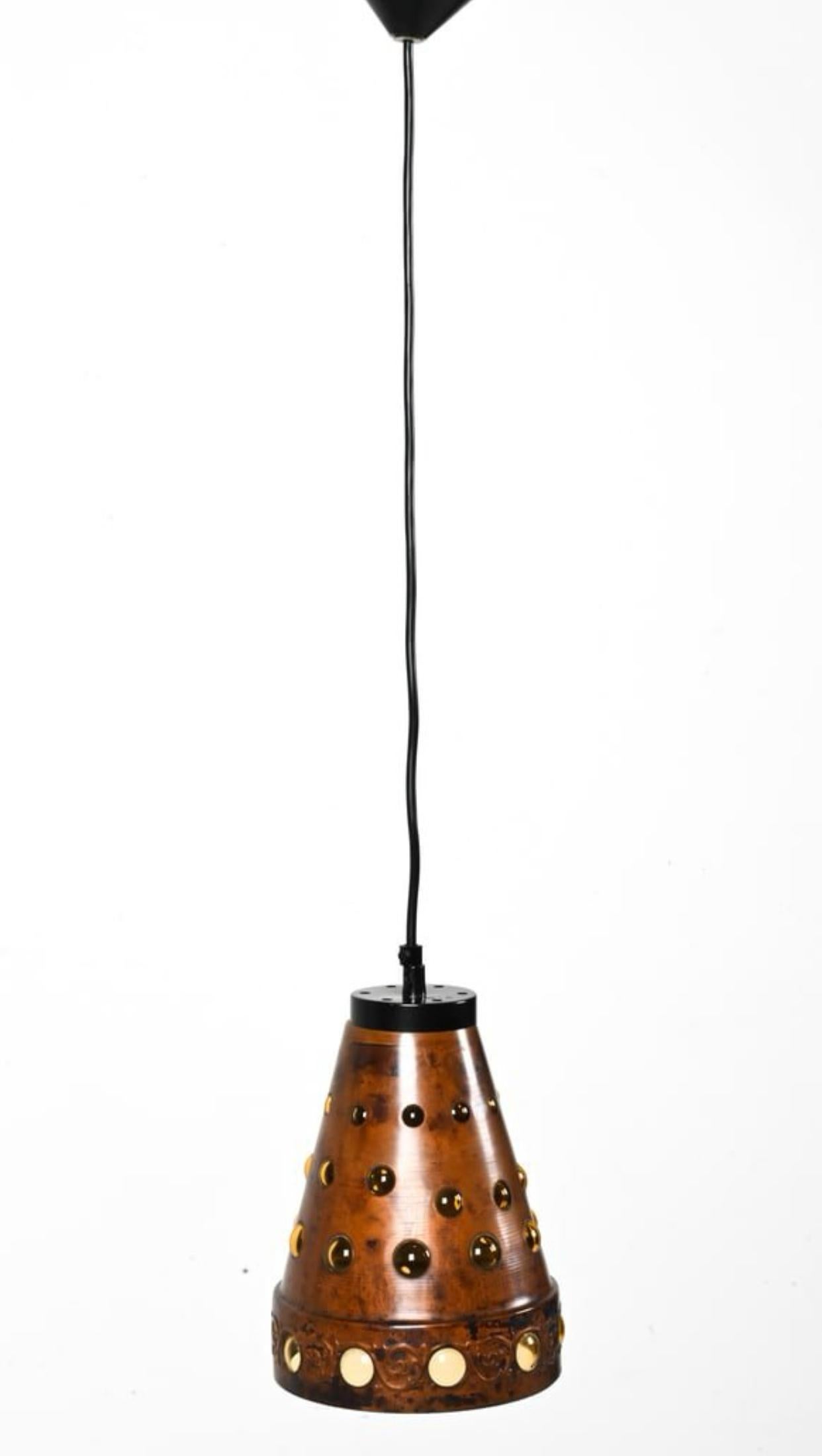 Dutch Nanny Still for RAAK, Pair of Copper and Glass Pendant Lights For Sale